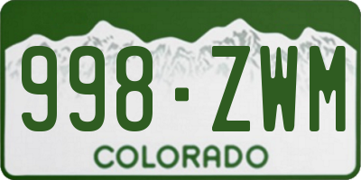 CO license plate 998ZWM