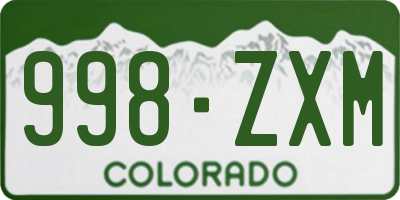 CO license plate 998ZXM