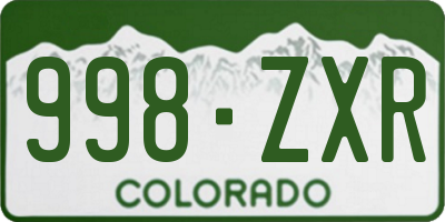 CO license plate 998ZXR
