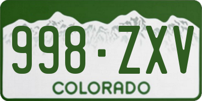CO license plate 998ZXV