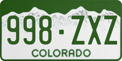 CO license plate 998ZXZ