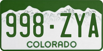 CO license plate 998ZYA