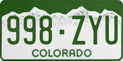 CO license plate 998ZYU
