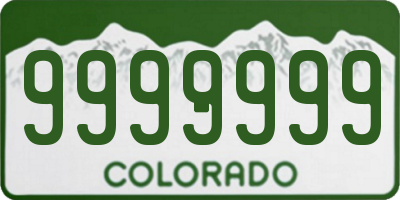 CO license plate 9999999