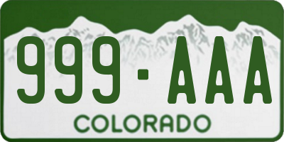 CO license plate 999AAA