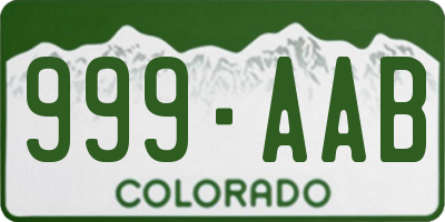 CO license plate 999AAB