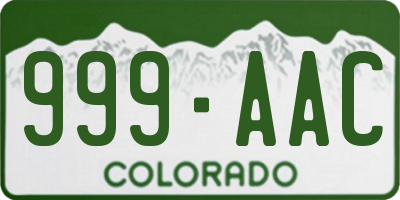 CO license plate 999AAC