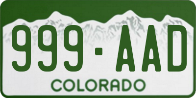 CO license plate 999AAD