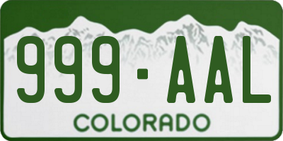 CO license plate 999AAL