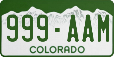 CO license plate 999AAM