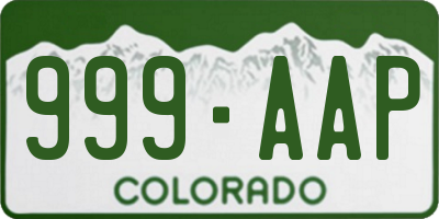 CO license plate 999AAP