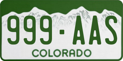 CO license plate 999AAS