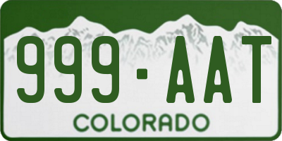 CO license plate 999AAT