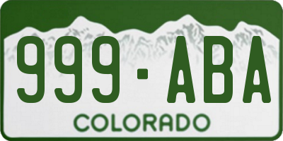 CO license plate 999ABA