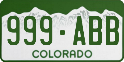 CO license plate 999ABB