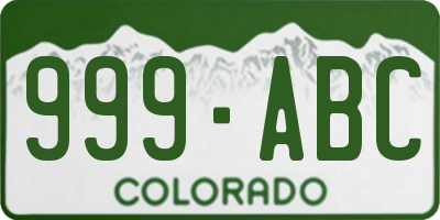 CO license plate 999ABC