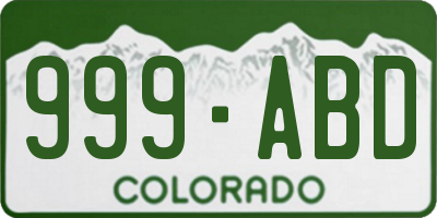 CO license plate 999ABD