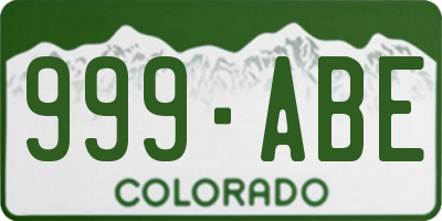 CO license plate 999ABE
