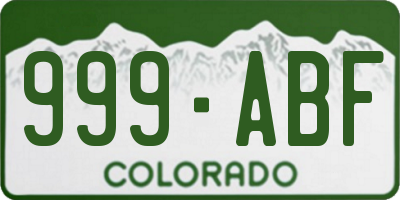 CO license plate 999ABF