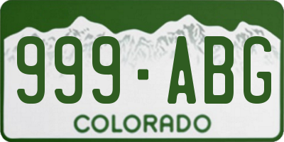 CO license plate 999ABG