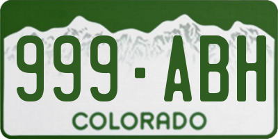CO license plate 999ABH