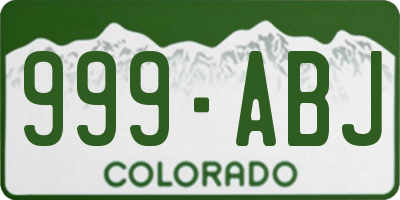 CO license plate 999ABJ