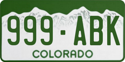 CO license plate 999ABK