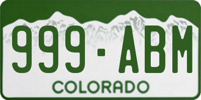 CO license plate 999ABM