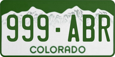 CO license plate 999ABR