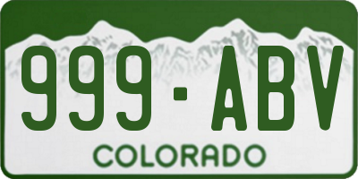 CO license plate 999ABV