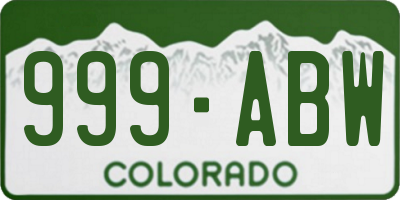 CO license plate 999ABW