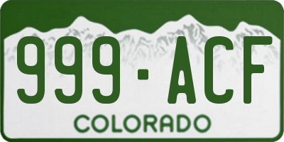 CO license plate 999ACF
