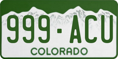 CO license plate 999ACU