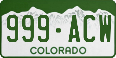 CO license plate 999ACW