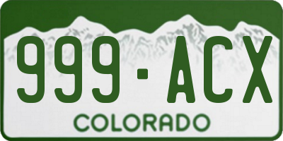 CO license plate 999ACX