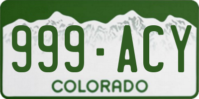 CO license plate 999ACY