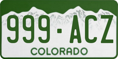 CO license plate 999ACZ