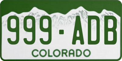 CO license plate 999ADB