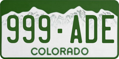 CO license plate 999ADE