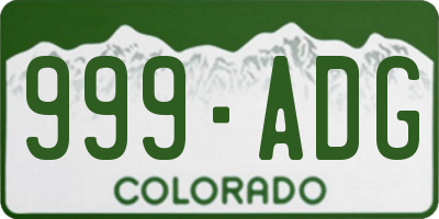 CO license plate 999ADG