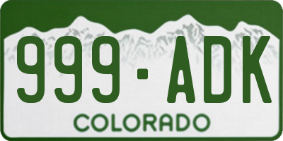 CO license plate 999ADK