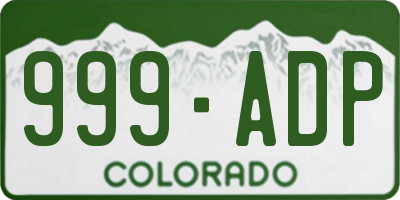 CO license plate 999ADP