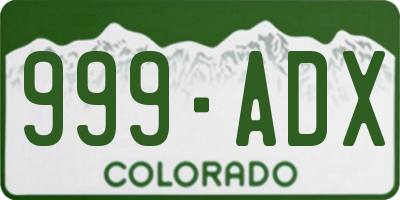CO license plate 999ADX