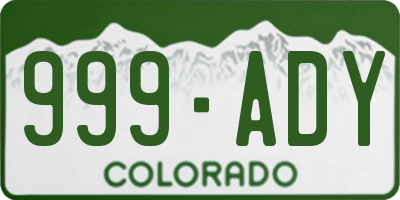CO license plate 999ADY