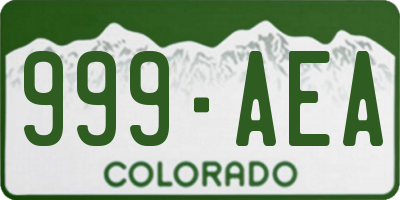 CO license plate 999AEA
