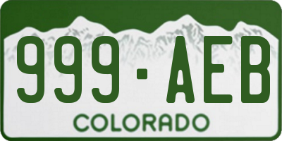 CO license plate 999AEB