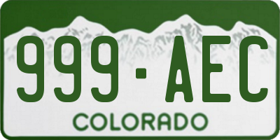 CO license plate 999AEC