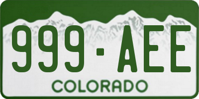 CO license plate 999AEE