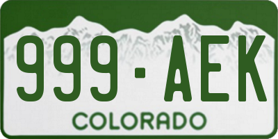 CO license plate 999AEK