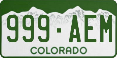 CO license plate 999AEM